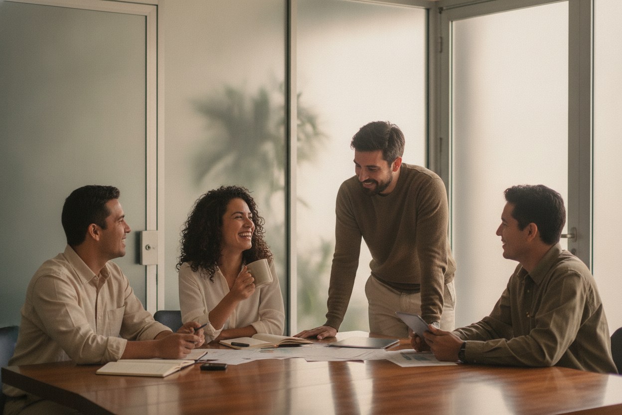 Equipo de Mi Tope trabajando en su redacción en Miraflores